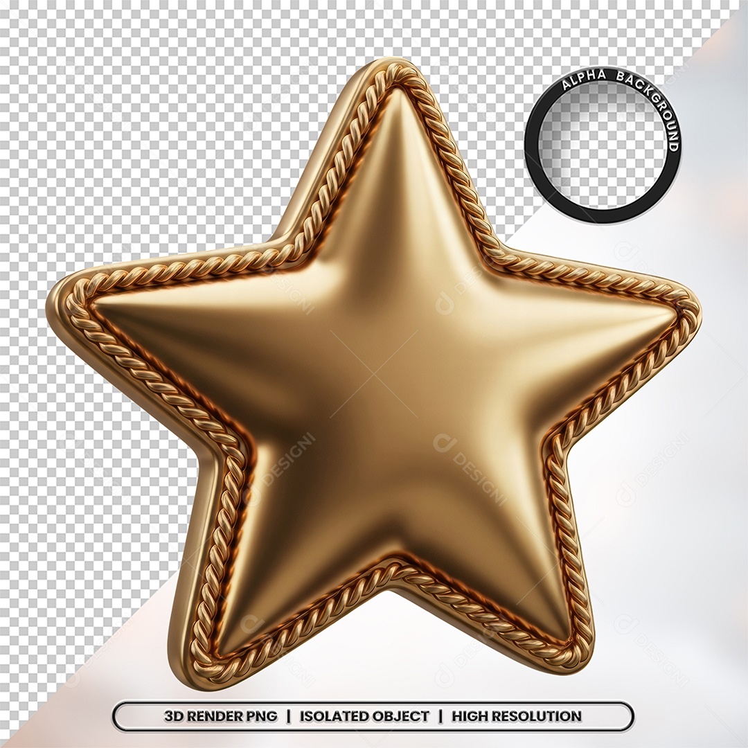 Elemento 3D Estrela De Natal Para Composição PSD