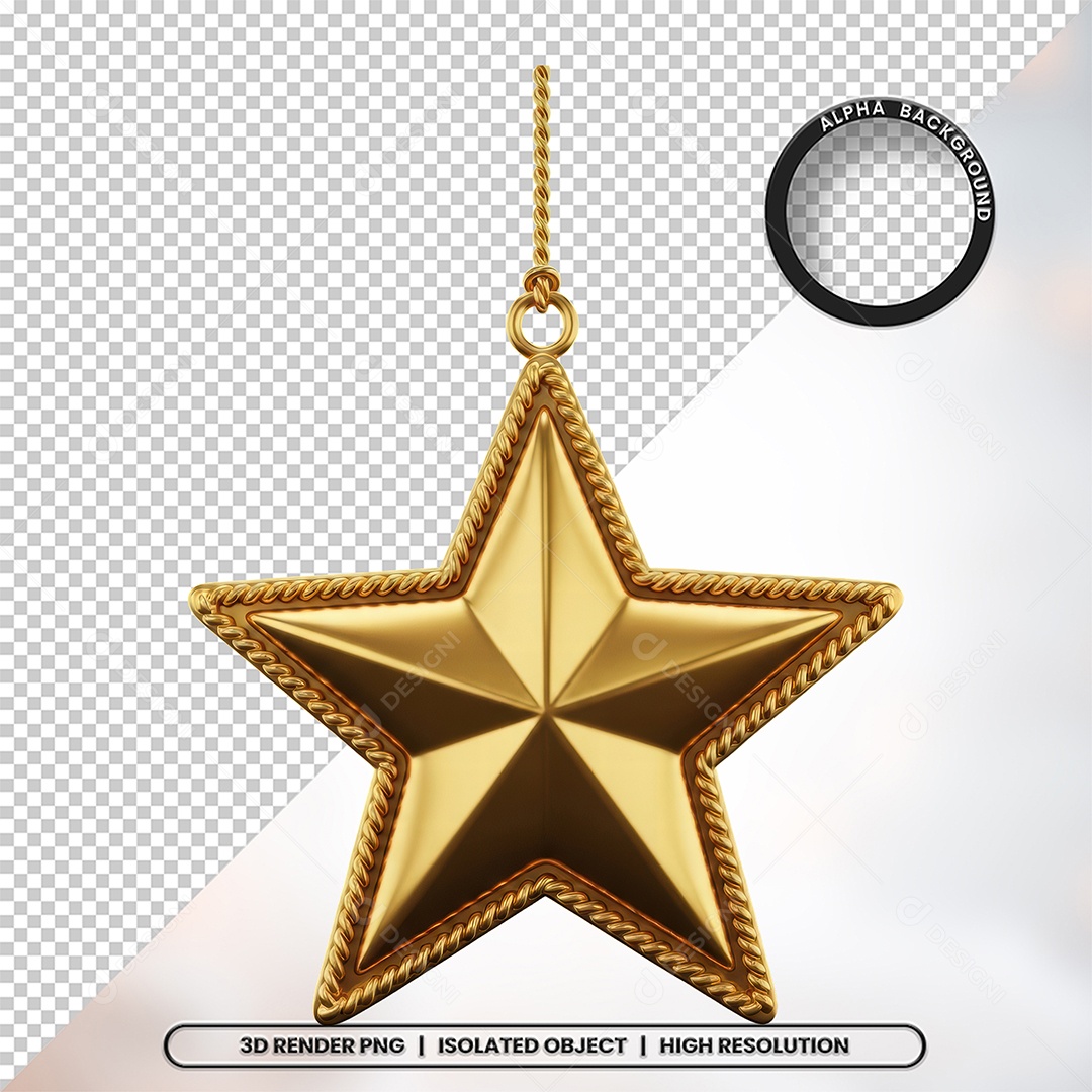 Elemento 3D Estrela De Natal Para Composição PSD