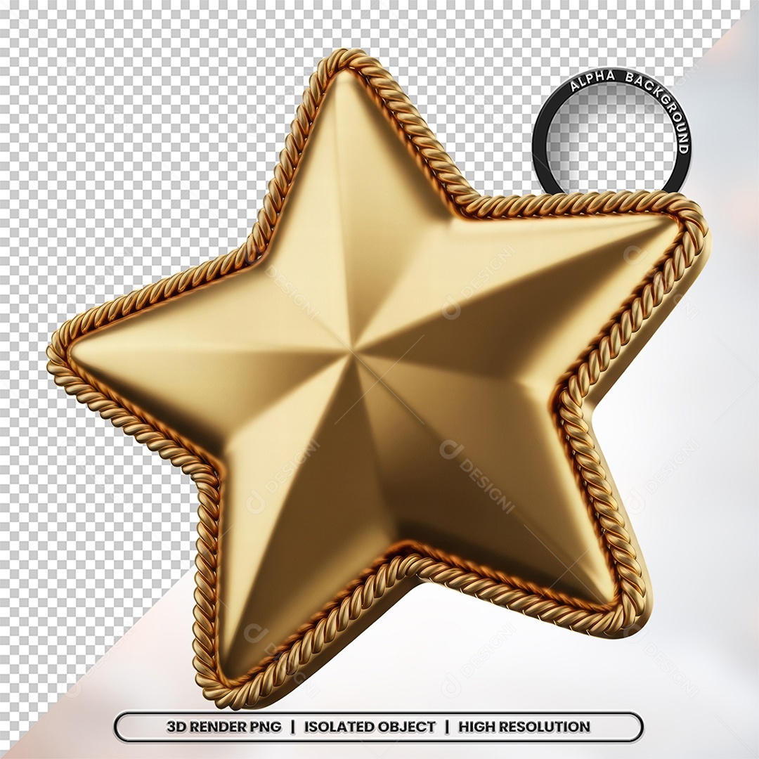 Elemento 3D Estrela De Natal Para Composição PSD