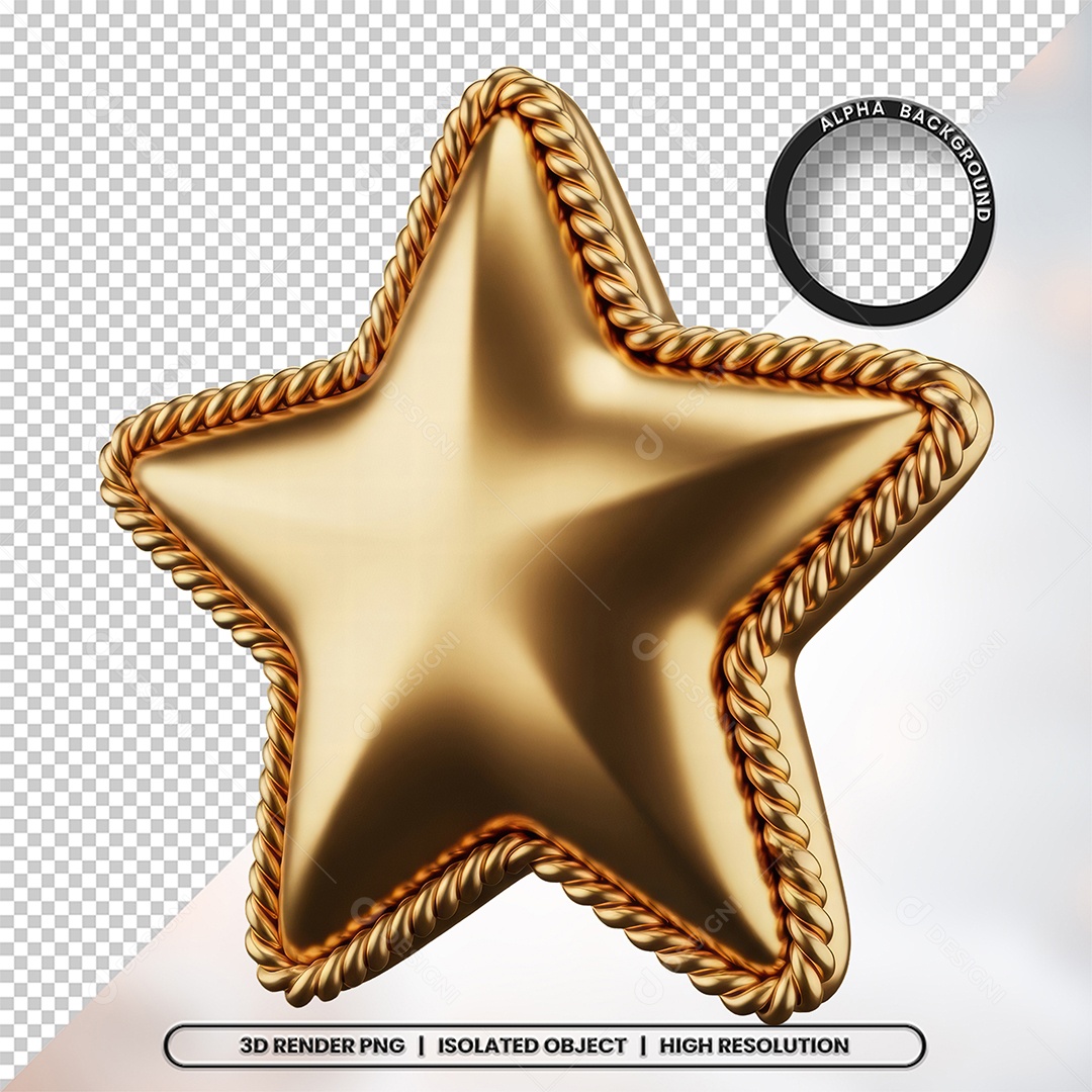 Elemento 3D Estrela De Natal Para Composição PSD