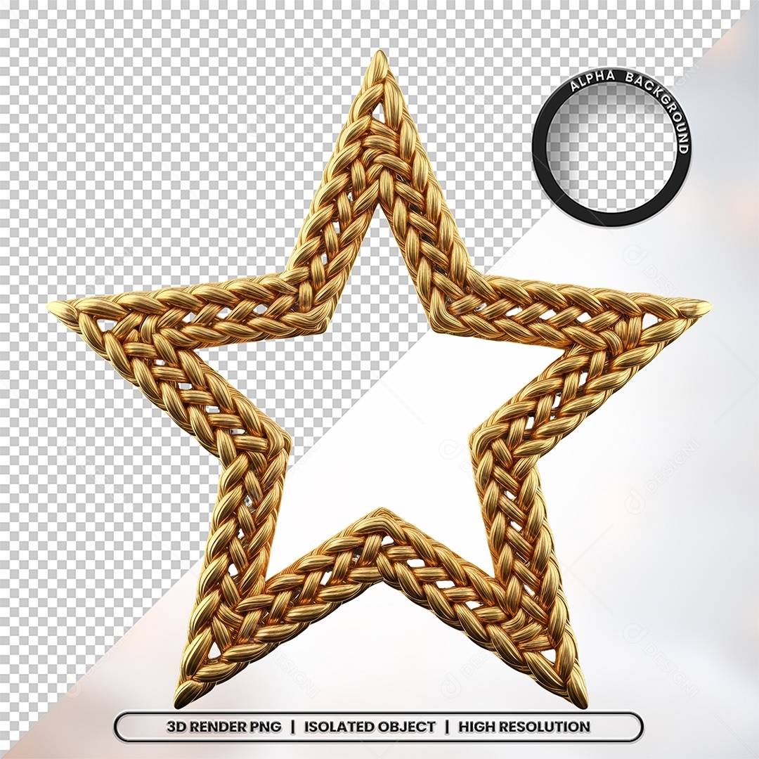 Elemento 3D Estrela De Natal Para Composição PSD