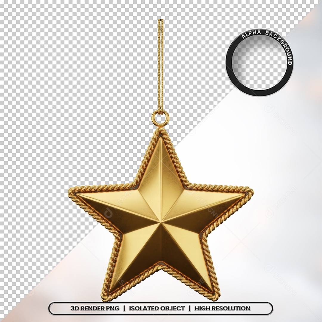 Elemento 3D Estrela De Natal Para Composição PSD