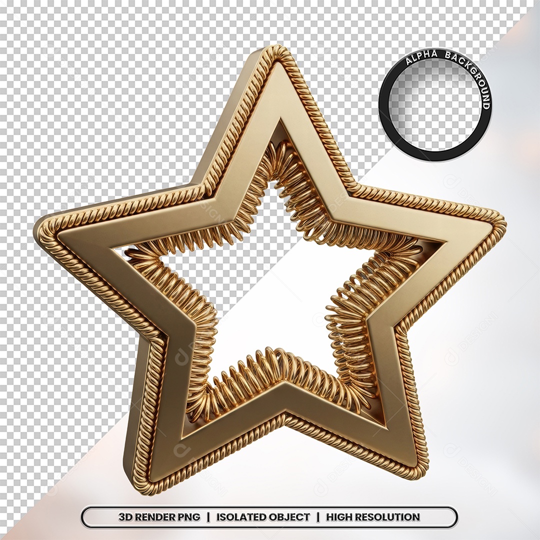Elemento 3D Estrela De Natal Para Composição PSD