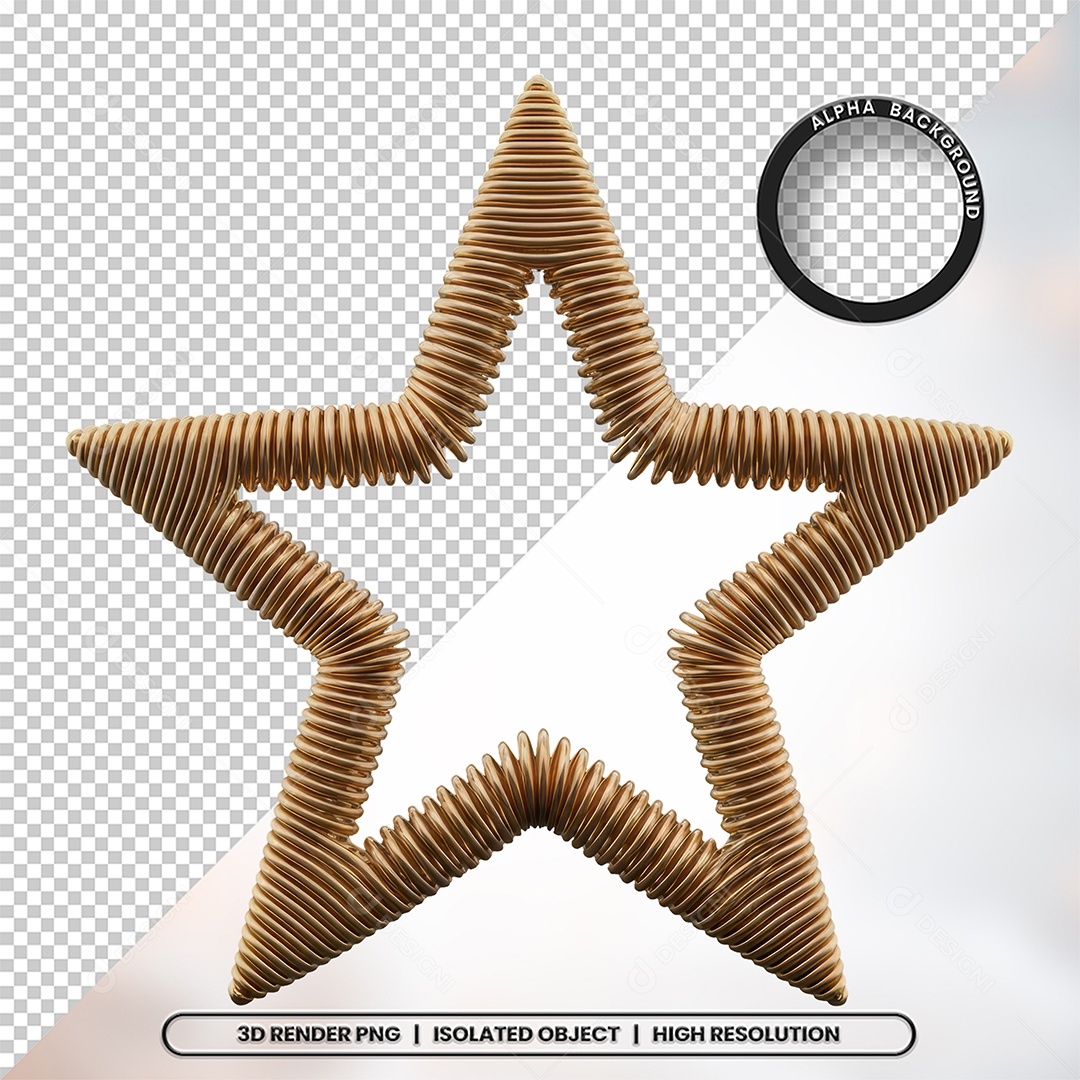 Elemento 3D Estrela De Natal Para Composição PSD