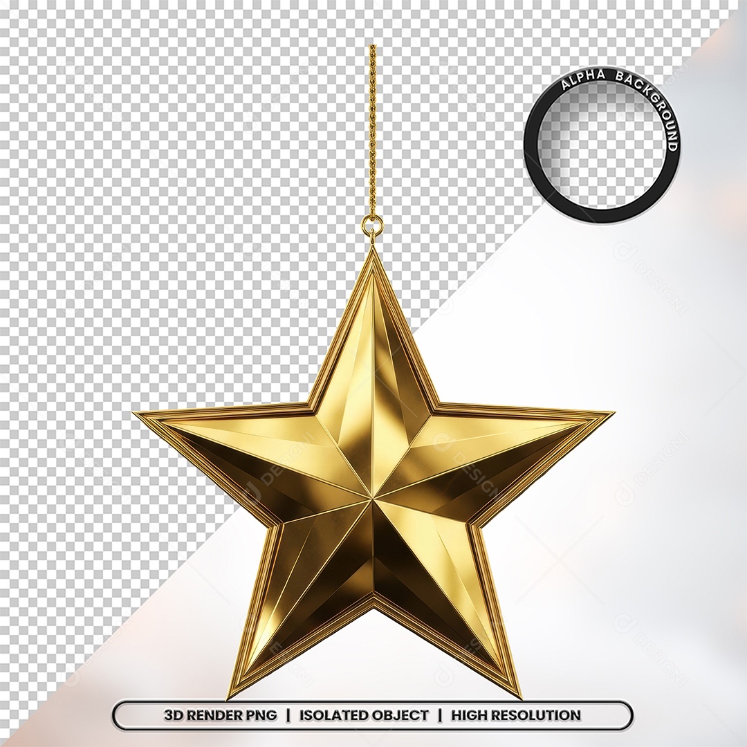 Elemento 3D Estrela De Natal Para Composição PSD