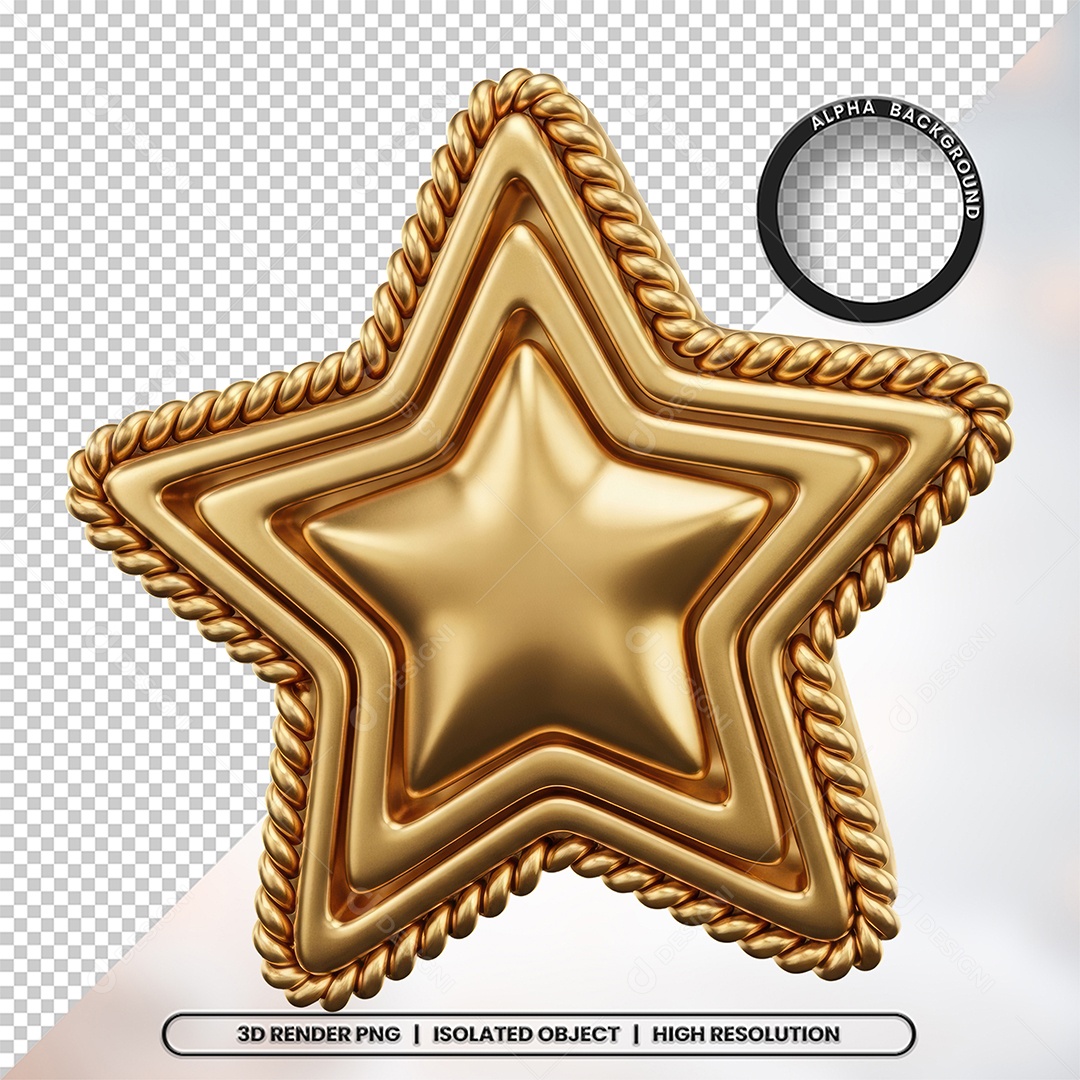 Elemento 3D Estrela De Natal Para Composição PSD