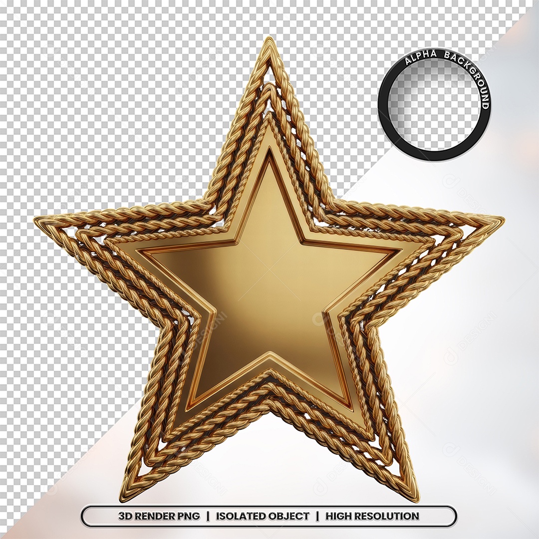 Elemento 3D Estrela De Natal Para Composição PSD