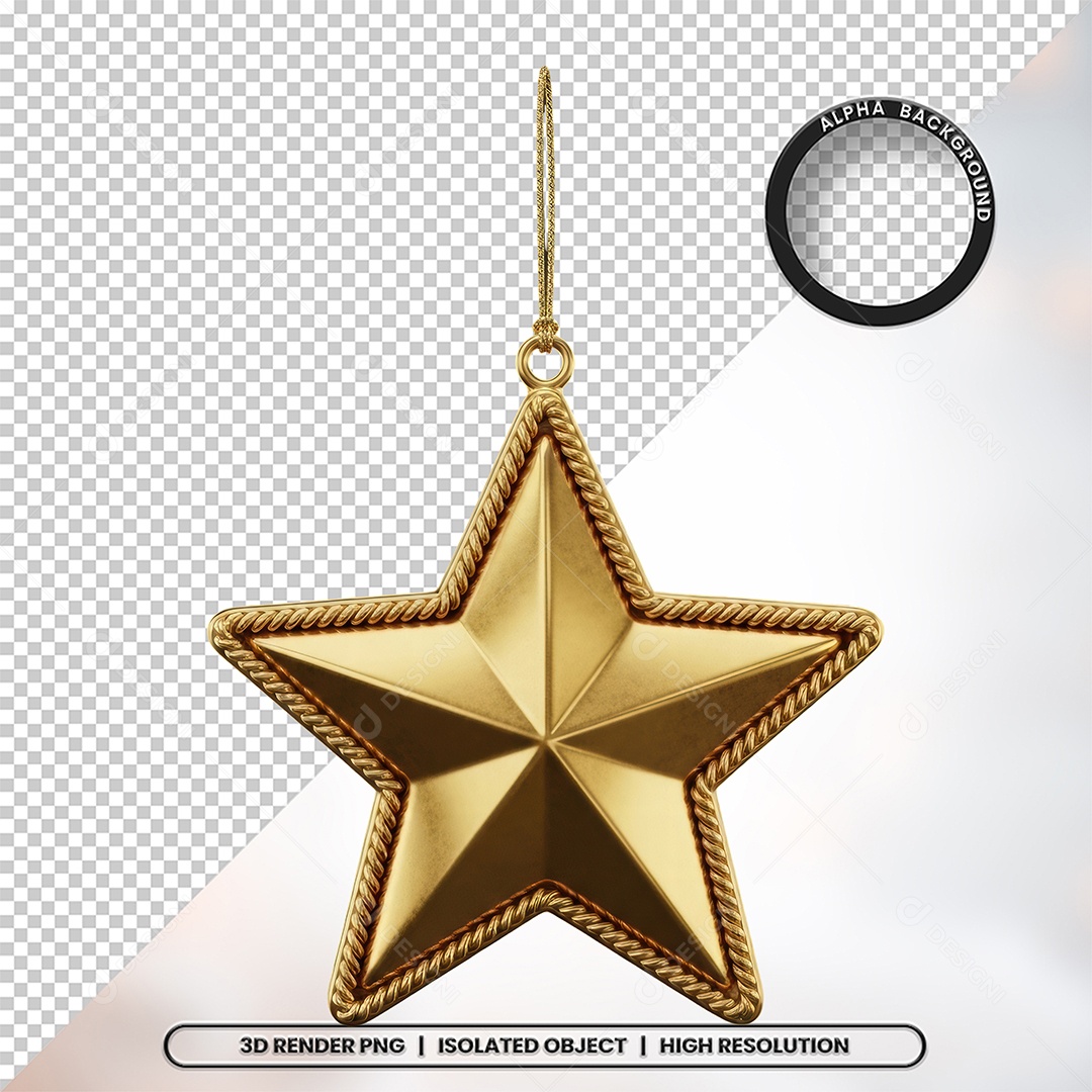 Elemento 3D Estrela De Natal Para Composição PSD
