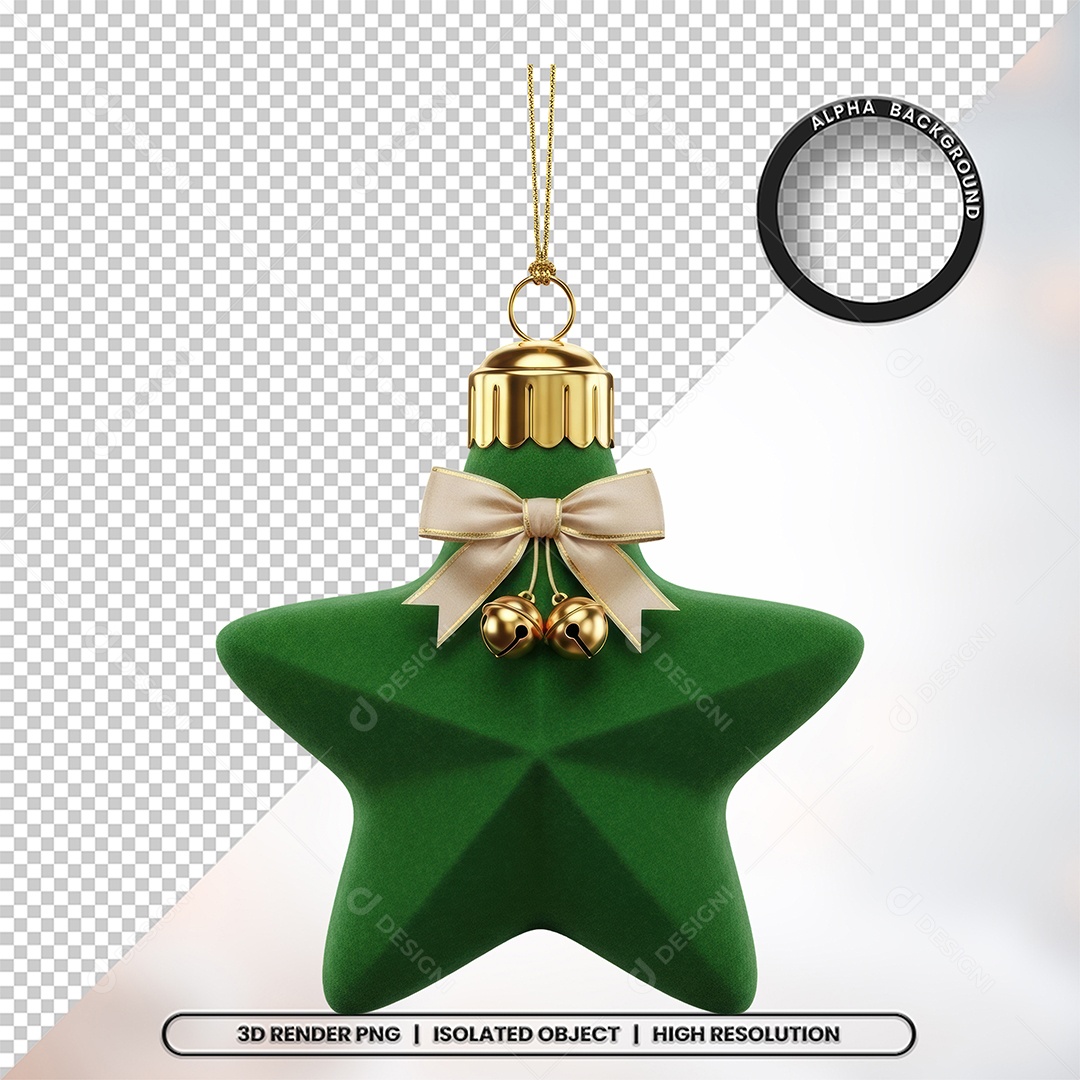 Elemento 3D Estrela De Natal Para Composição PSD