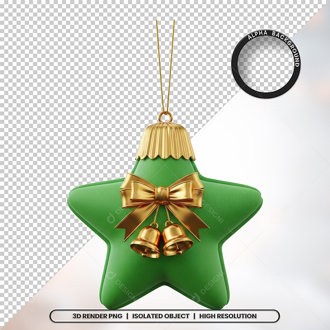 Elemento 3D Estrela De Natal Para Composição PSD