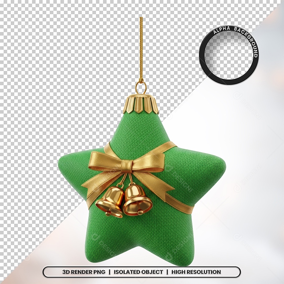 Elemento 3D Estrela De Natal Para Composição PSD