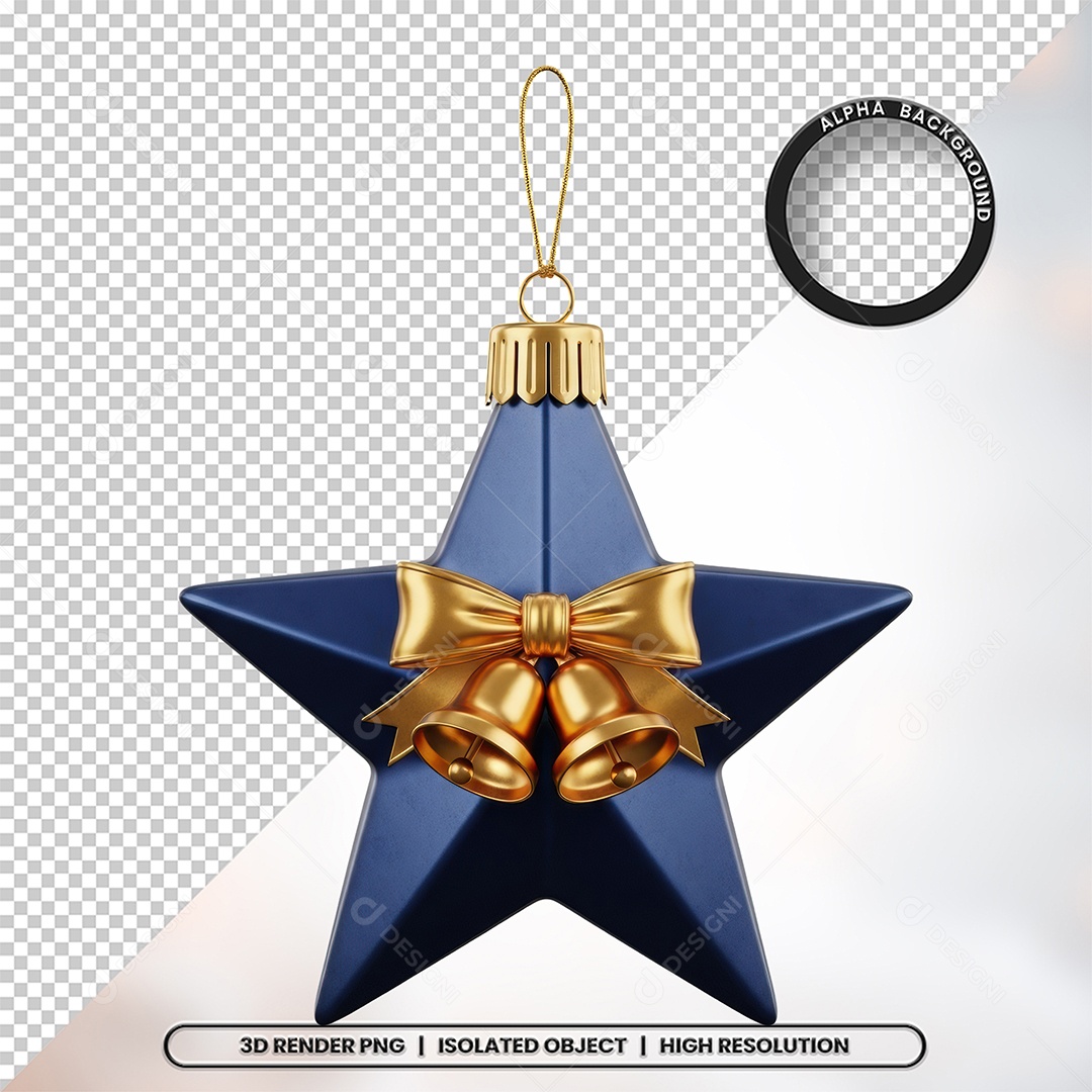 Elemento 3D Estrela De Natal Para Composição PSD