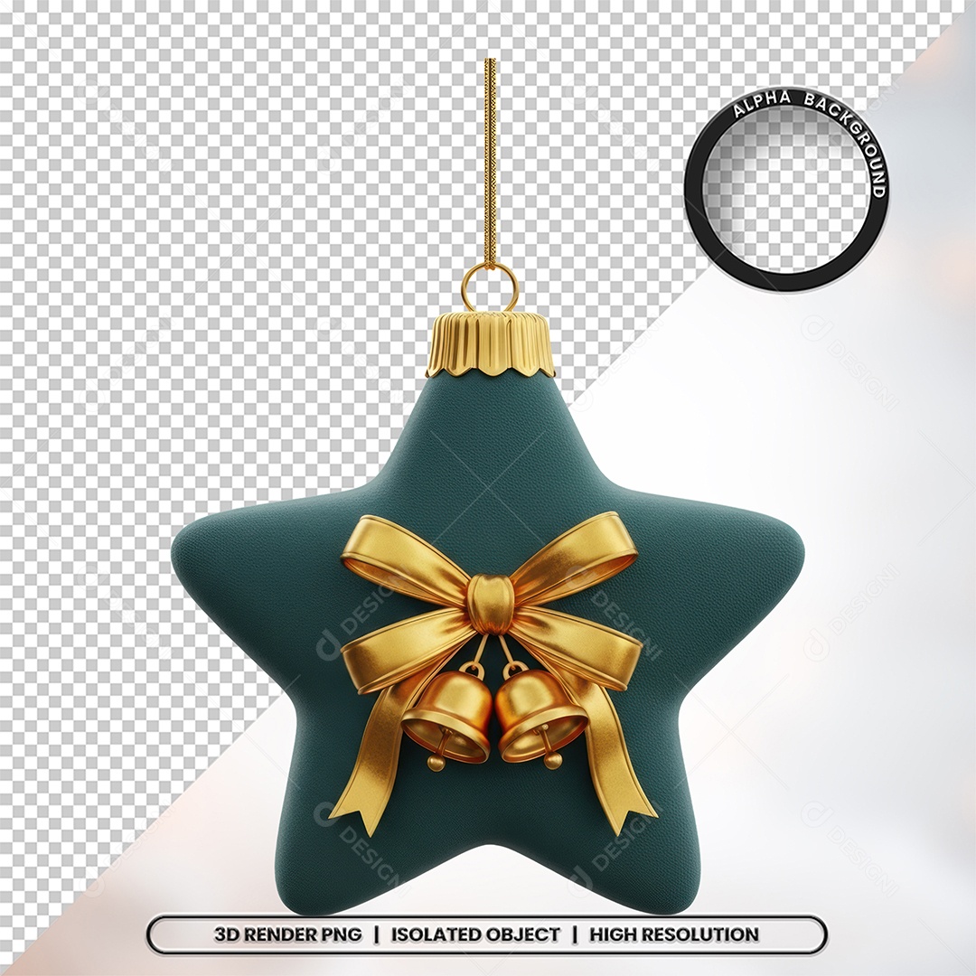 Elemento 3D Estrela De Natal Para Composição PSD