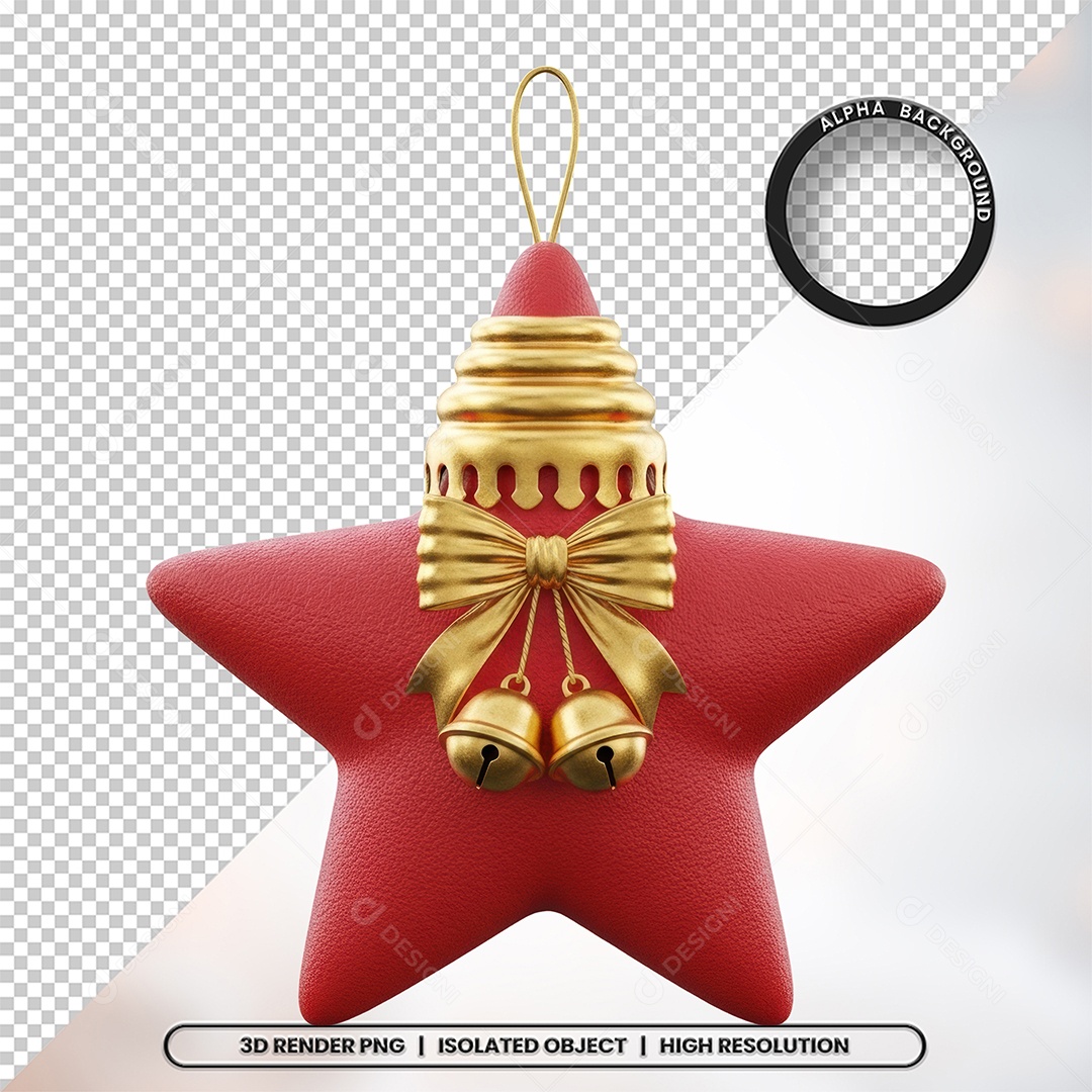 Elemento 3D Estrela De Natal Para Composição PSD