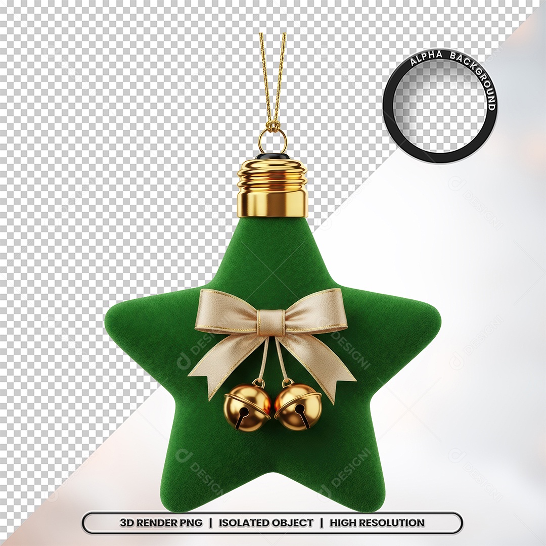 Elemento 3D Estrela De Natal Para Composição PSD