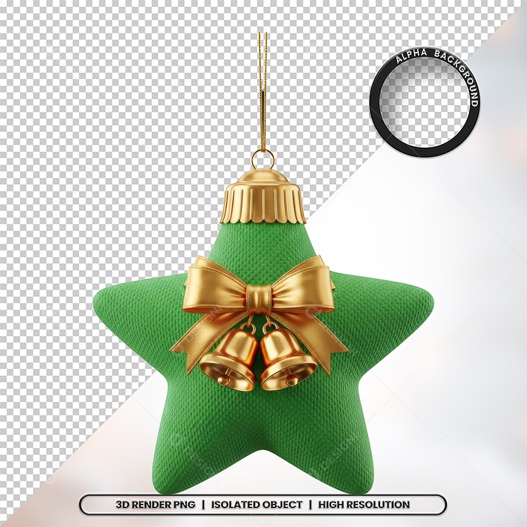 Elemento 3D Estrela De Natal Para Composição PSD