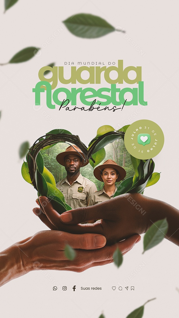Story Dia Mundial do Guarda Florestal 31 de Julho Parabéns Social Media PSD Editável
