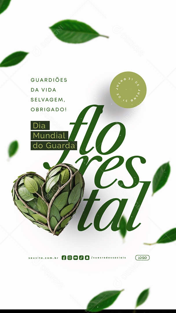 Story Dia Mundial do Guarda Florestal 31 de Julho Guardiões da Vida Selvagem Social Media PSD Editável