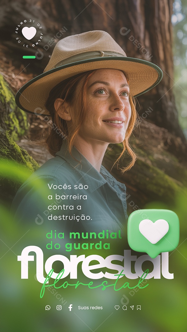 Story Dia Mundial do Guarda Florestal 31 de Julho Social Media PSD Editável