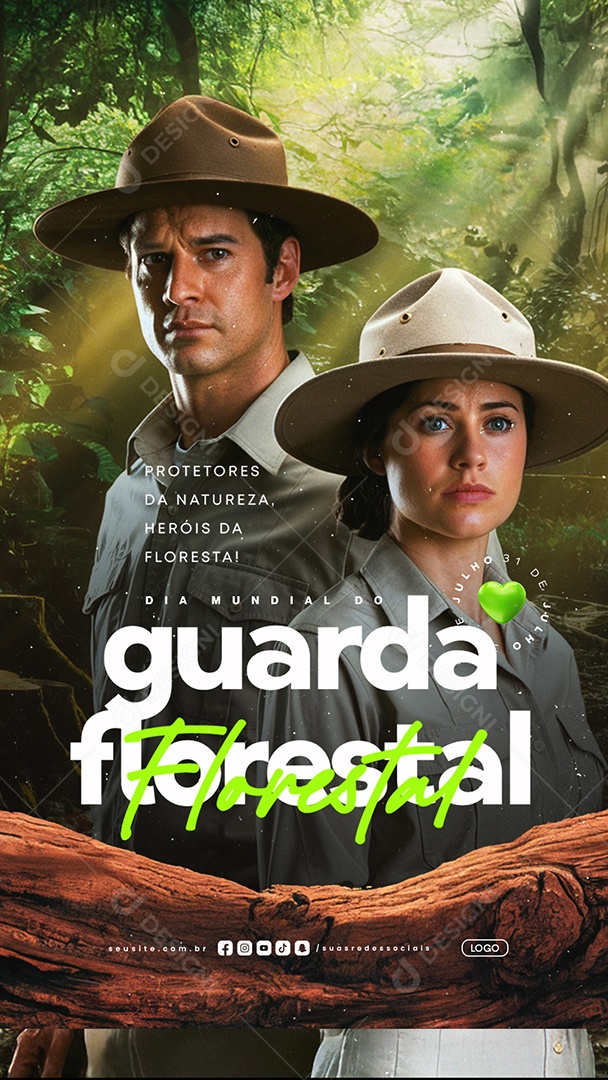 Story Dia Mundial do Guarda Florestal 31 de Julho Protetores da Natureza Social Media PSD Editável
