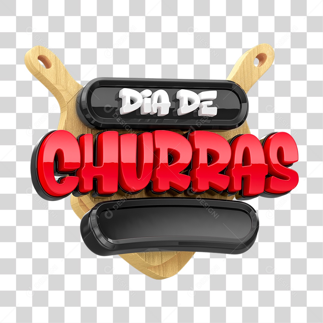 Selo 3D Dia de Churras PNG Transparente