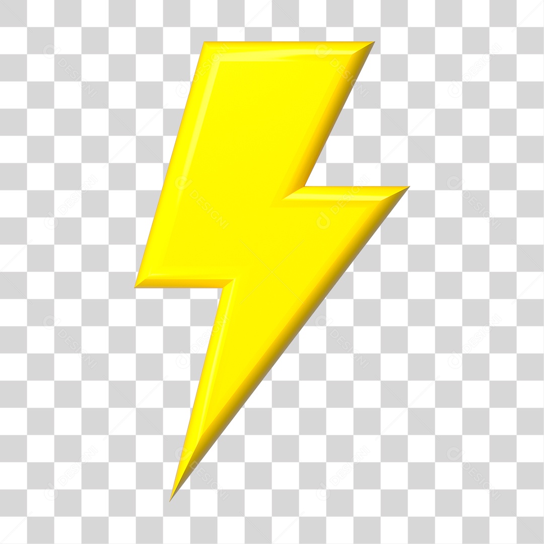 Elemento 3D Raio Amarelo PNG Transparente