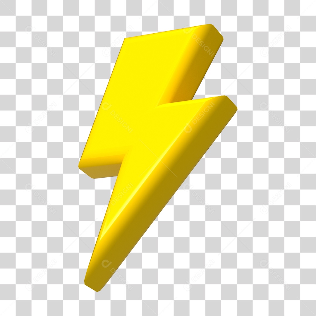 Elemento 3D Raio Amarelo PNG Transparente