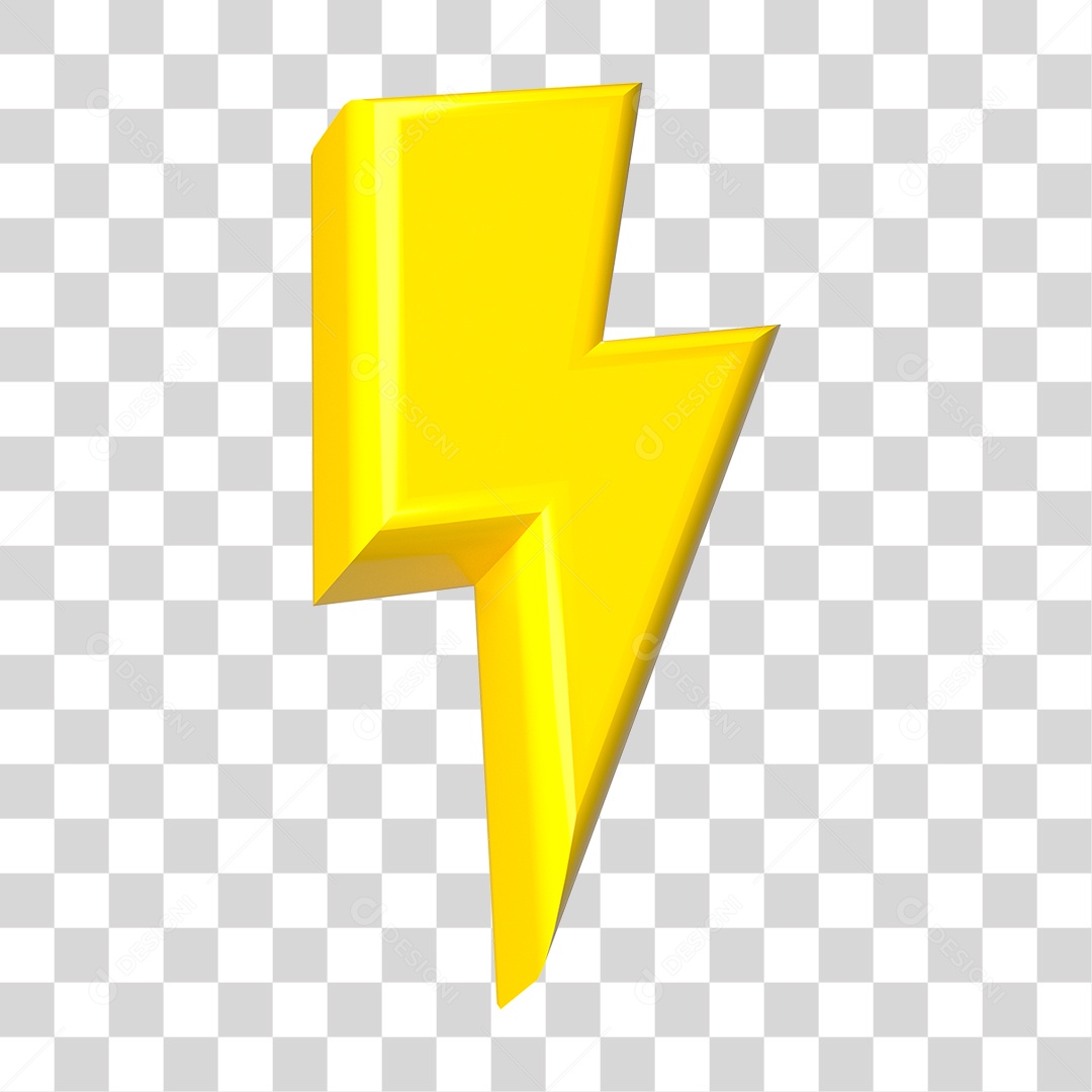 Elemento 3D Raio Amarelo PNG Transparente