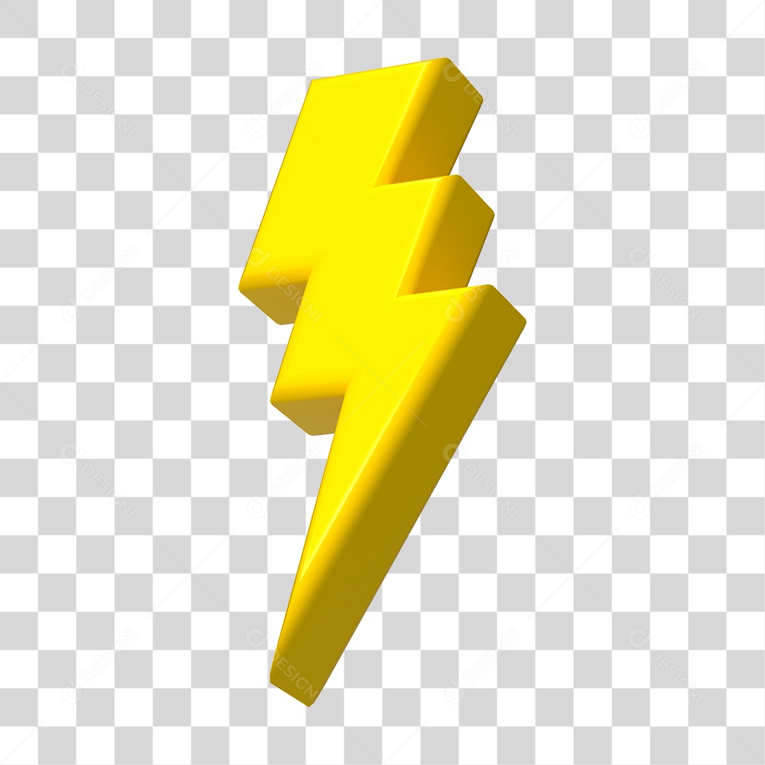 Elemento 3D Raio Amarelo PNG Transparente