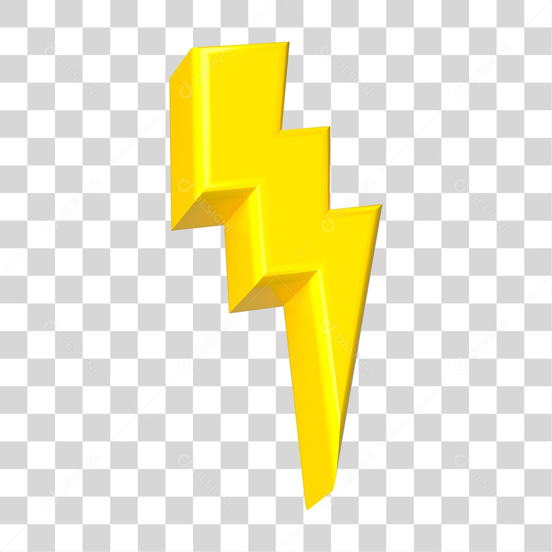 Elemento 3D Raio Amarelo PNG Transparente