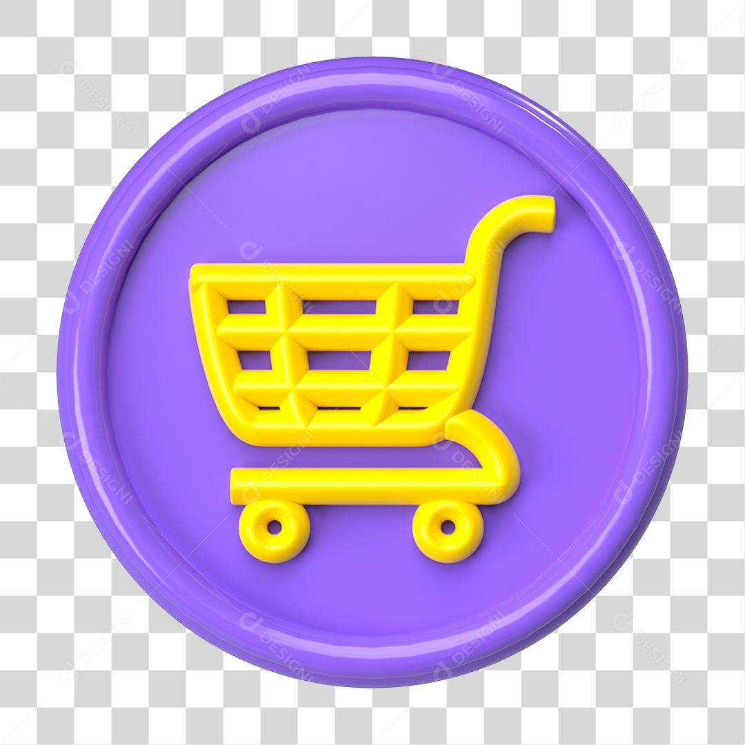 Ícone 3D Carrinho de Compras PNG Transparente