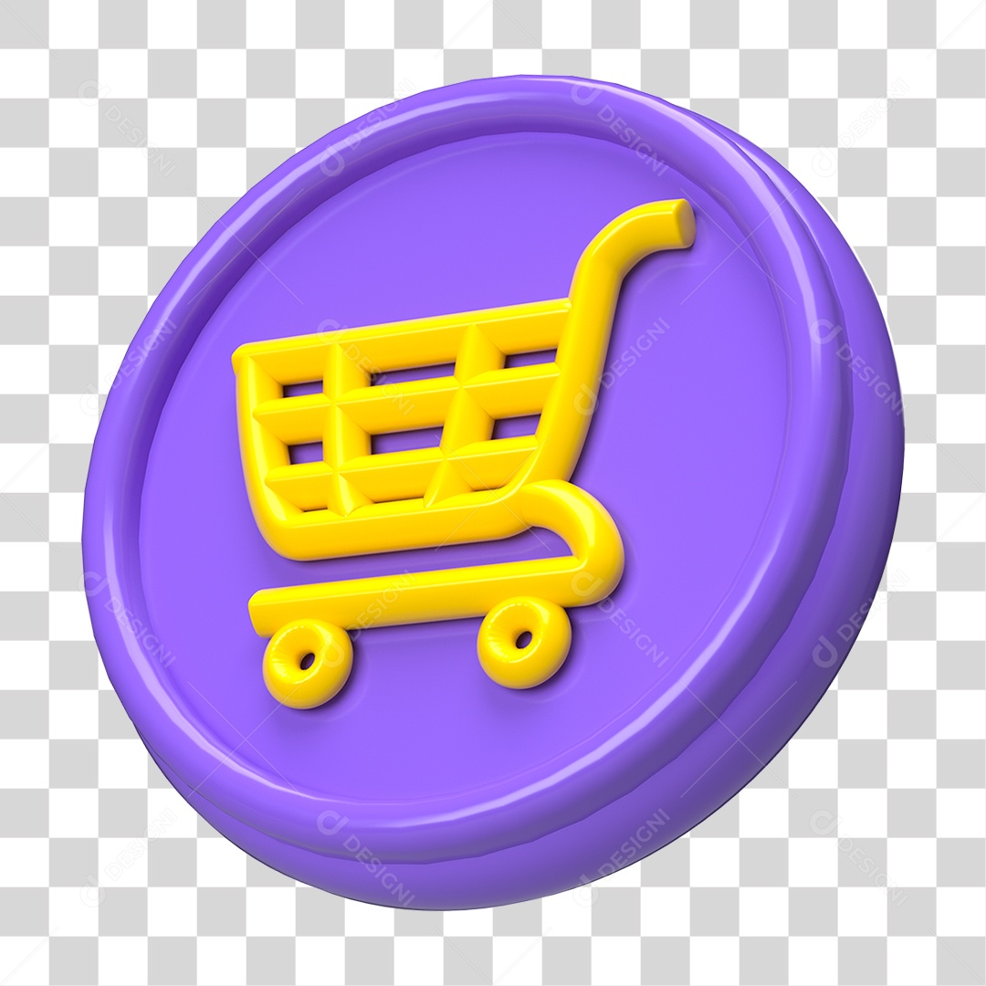 Ícone 3D Carrinho de Compras PNG Transparente