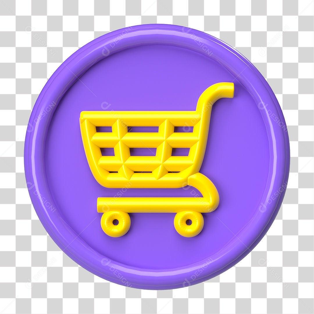 Ícone 3D Carrinho de Compras PNG Transparente