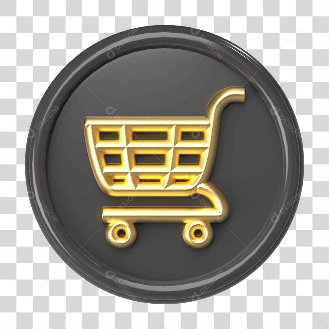 Ícone 3D Carrinho de Compras PNG Transparente