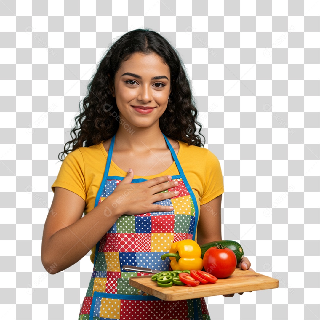 Cozinheira de Avental Verduras PNG Transparente