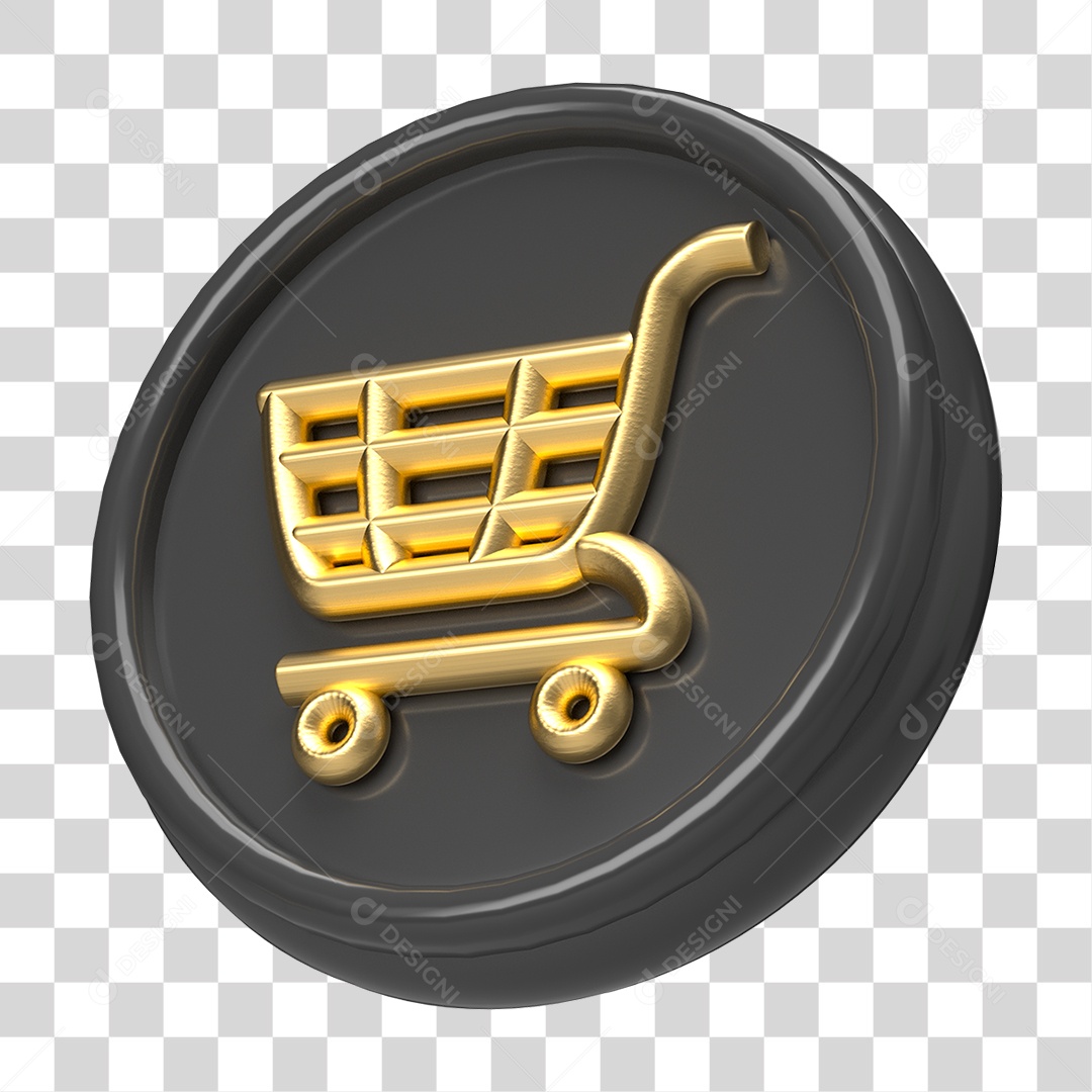 Ícone 3D Carrinho de Compras PNG Transparente