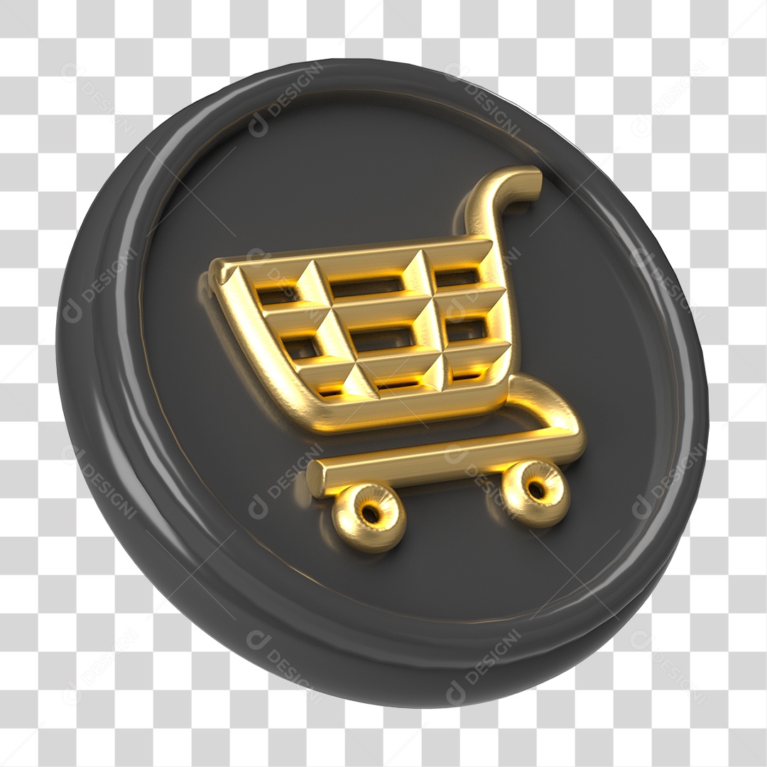 Ícone 3D Carrinho de Compras PNG Transparente