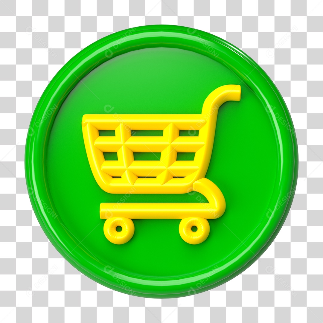 Ícone 3D Carrinho de Compras PNG Transparente