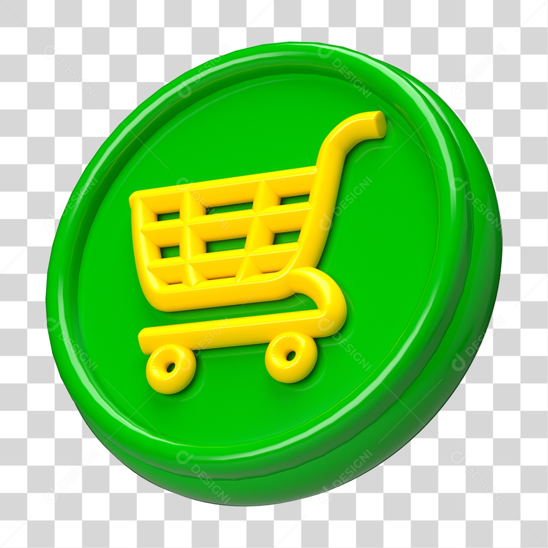 Ícone 3D Carrinho de Compras PNG Transparente