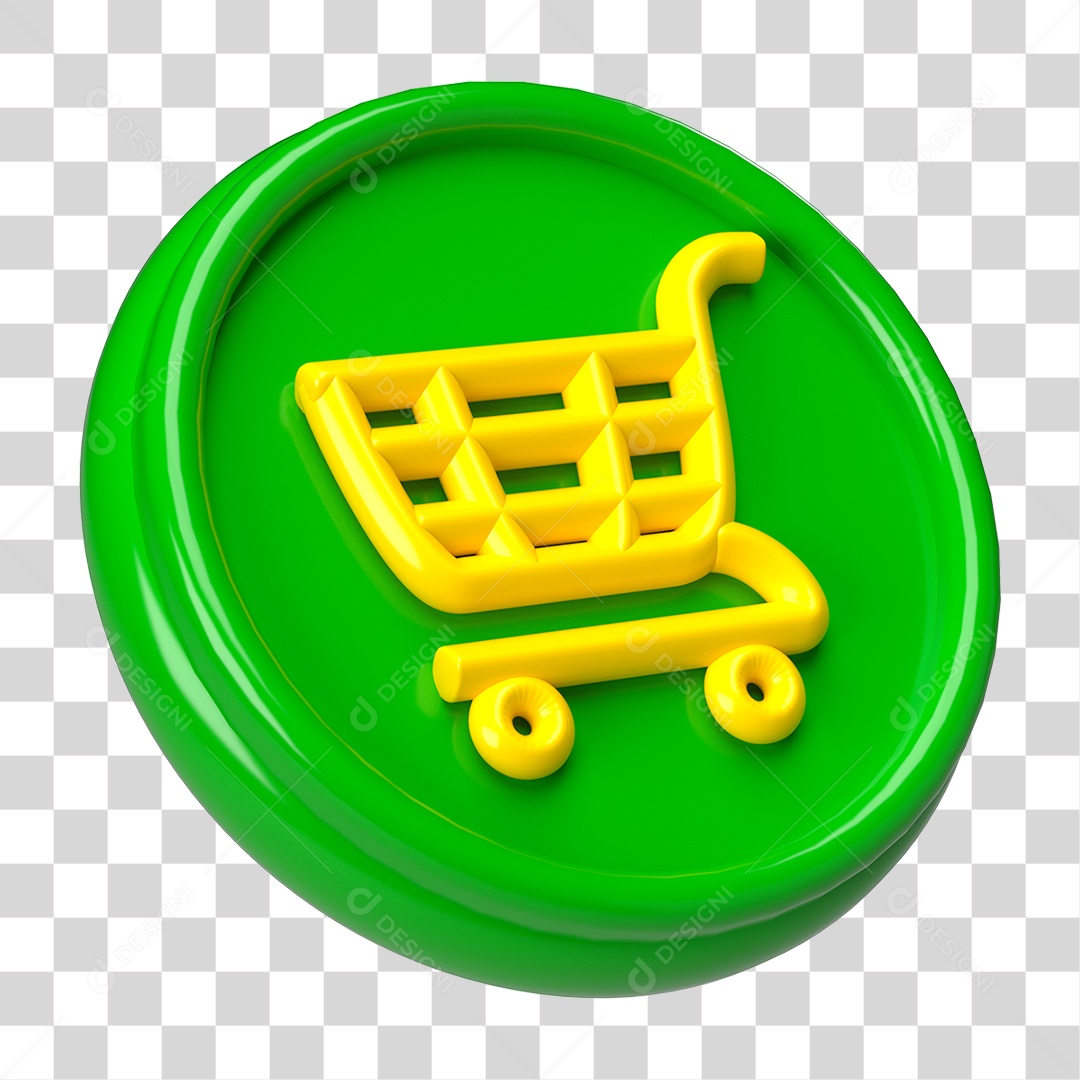 Ícone 3D Carrinho de Compras PNG Transparente