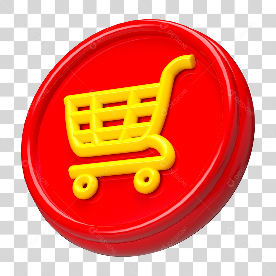 Ícone 3D Carrinho de Compras PNG Transparente