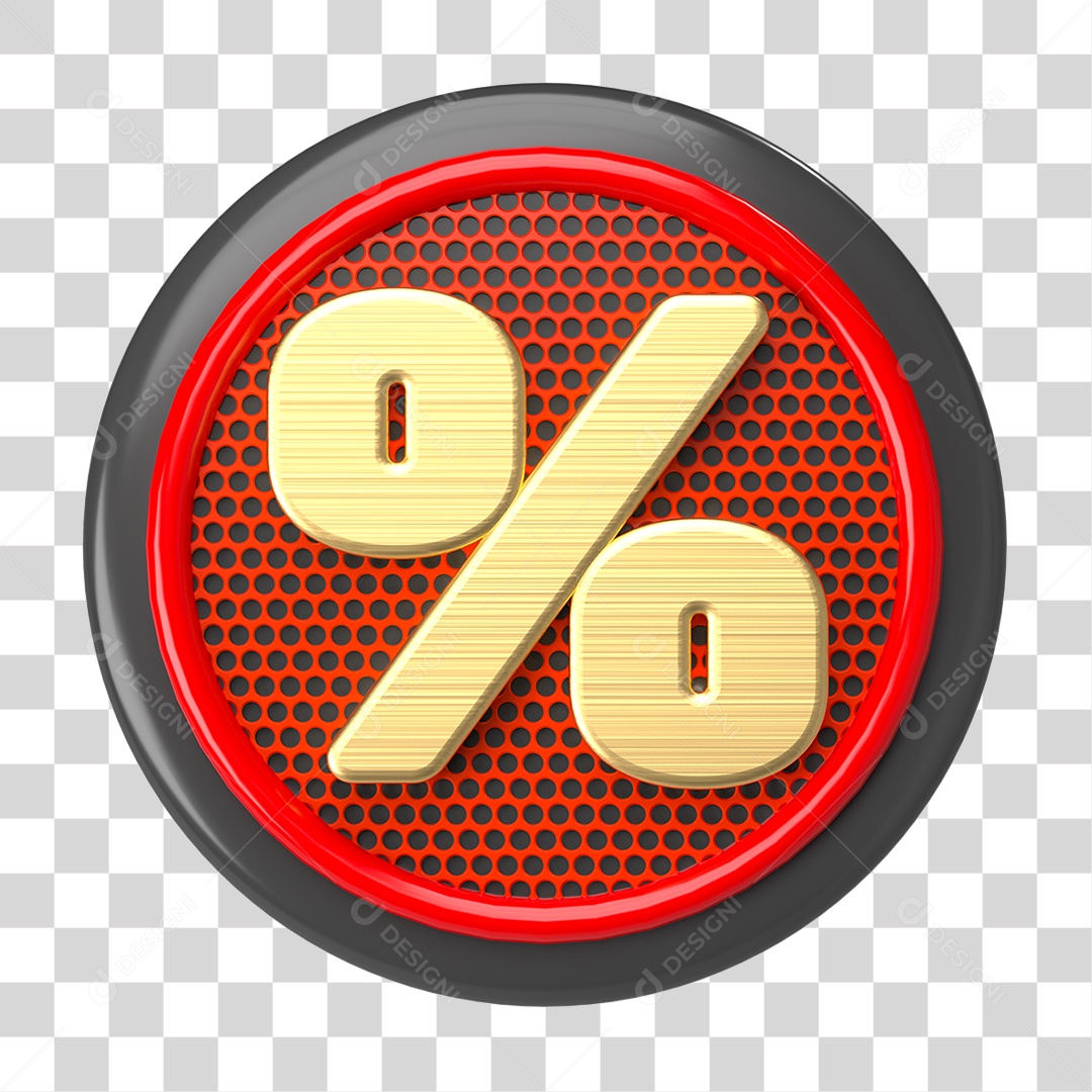 Elemento 3D Símbolo de Porcentagem PNG Transparente