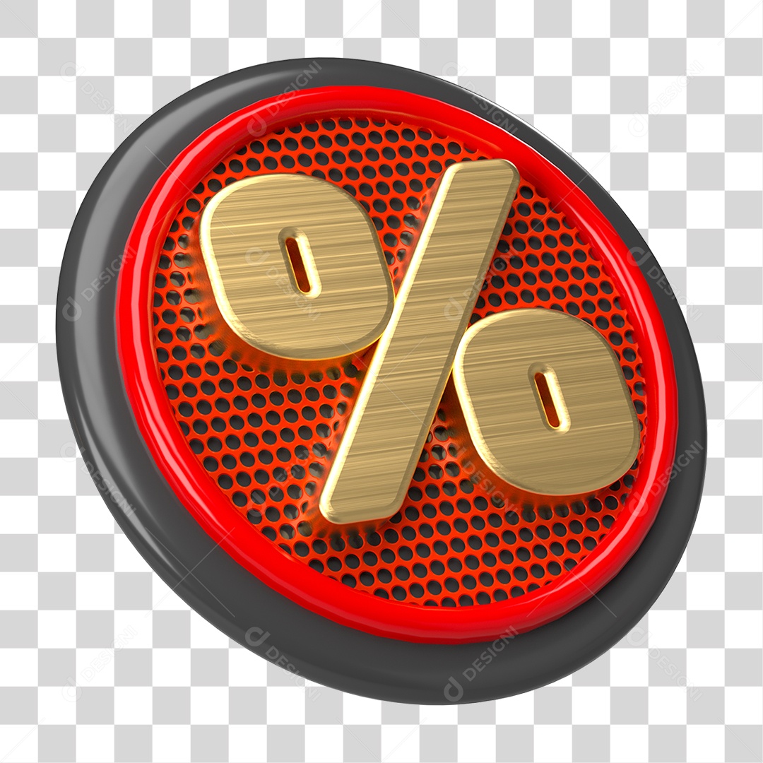 Elemento 3D Símbolo de Porcentagem PNG Transparente