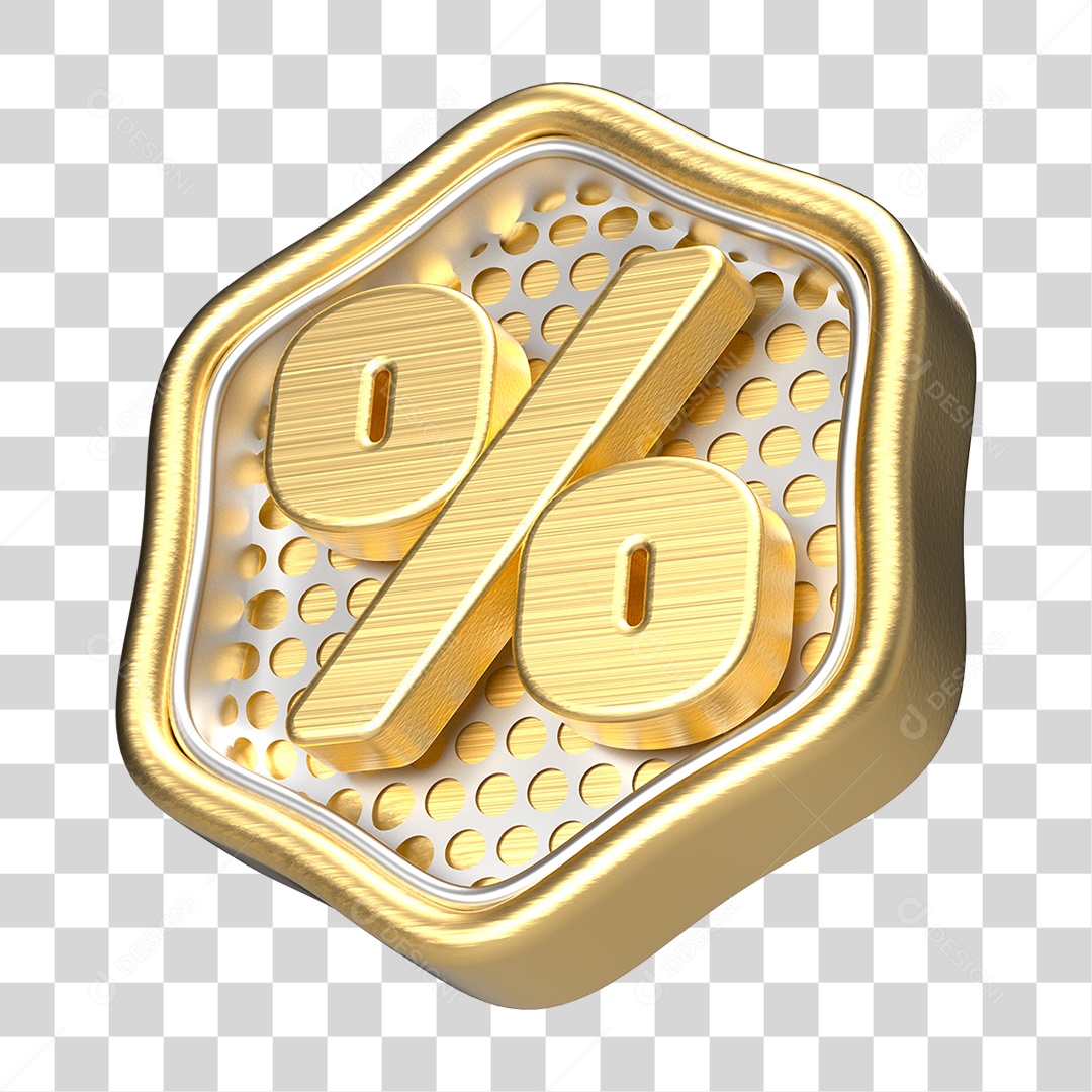 Elemento 3D Símbolo de Porcentagem PNG Transparente