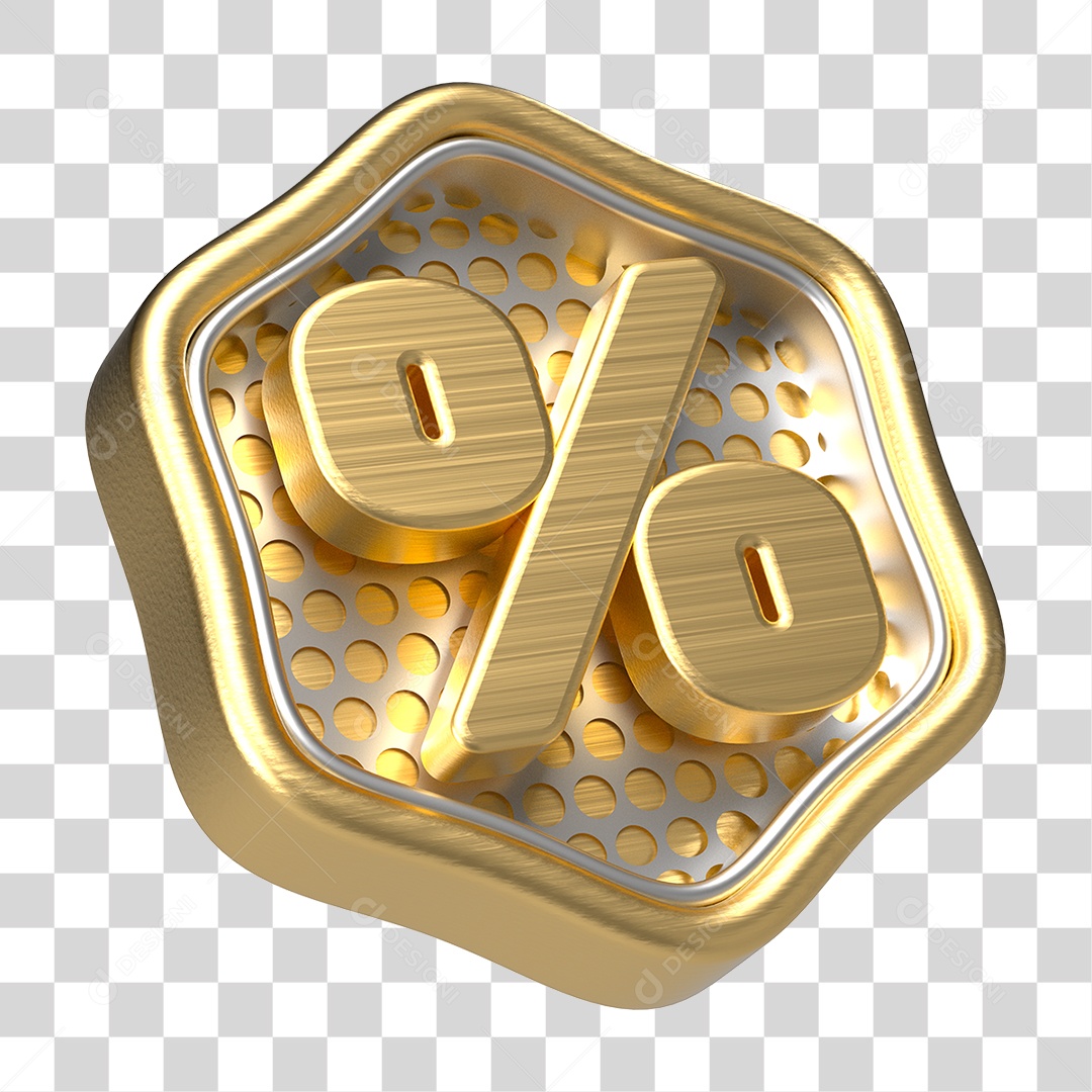 Elemento 3D Símbolo de Porcentagem PNG Transparente