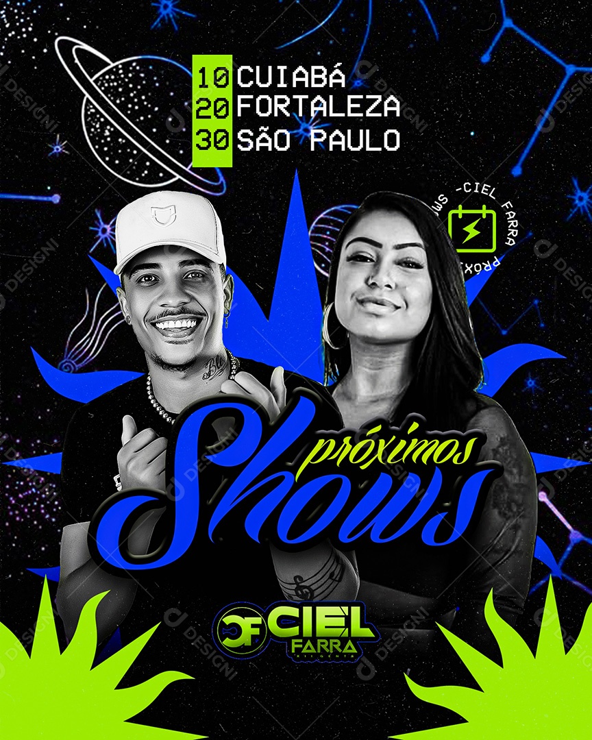 Feed Flyer Próximos Shows Ciel Farra Social Media PSD Editável