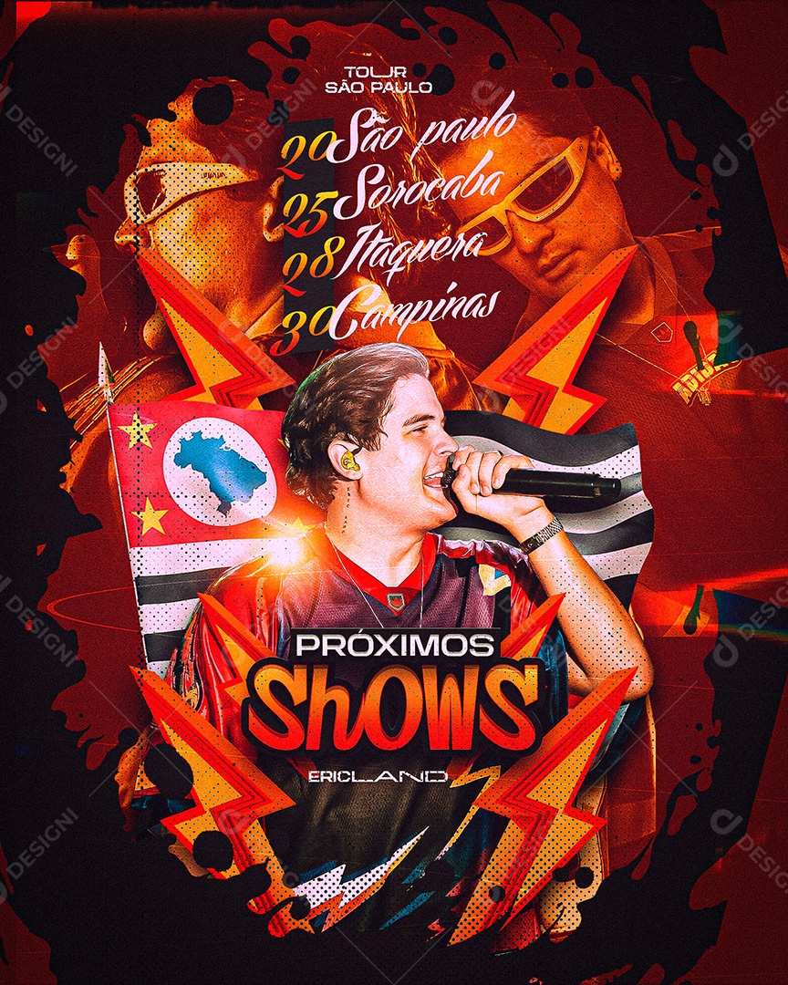 Feed Flyer Próximos Shows Eric Land Social Media PSD Editável