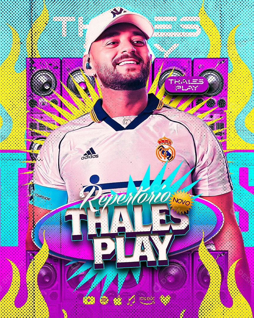 Feed Flyer Repertório novo Thales Play Social Media PSD Editável