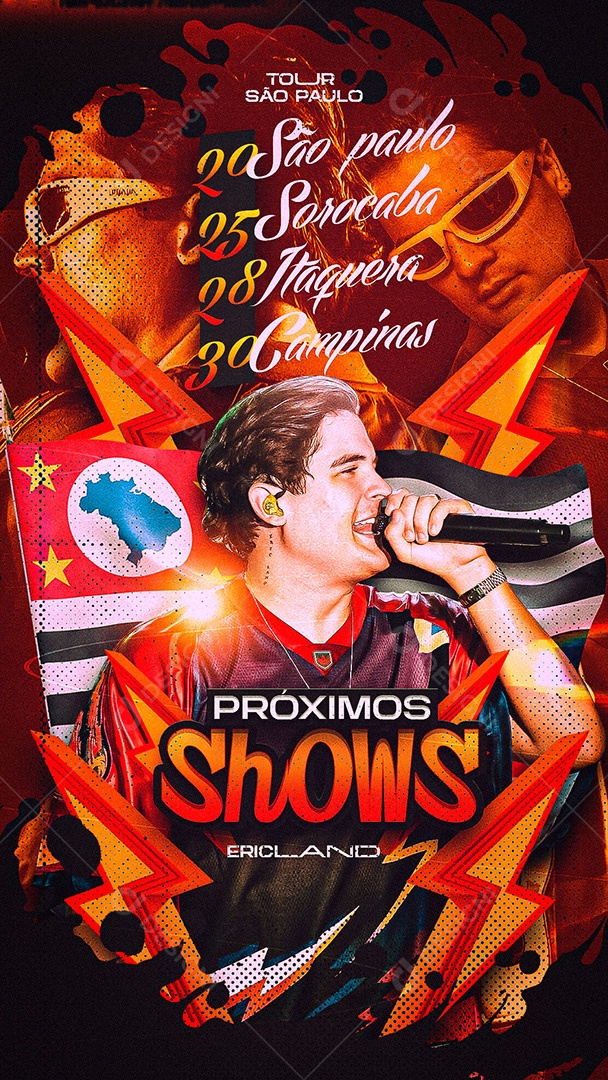 Story Flyer Próximos Shows Eric Land Social Media PSD Editável