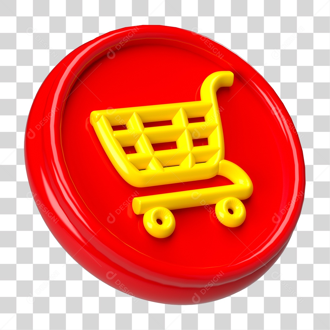Ícone 3D Carrinho de Compras PNG Transparente